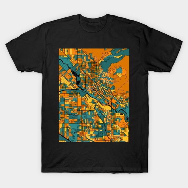 Boise Map Pattern in Orange & Teal T-Shirt by PatternMaps